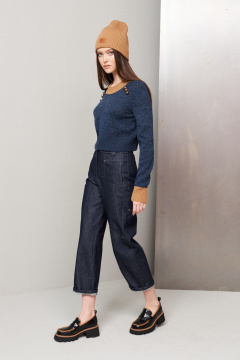 Синий джемпер из трикотажа на каждый день BURVIN 9248-78 - фото 1