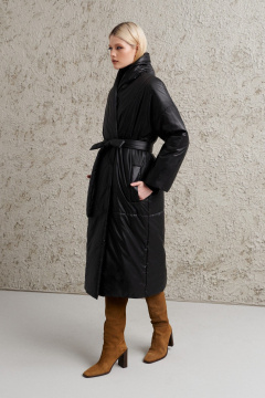 Пальто черное из плащёвой ткани демисезонное BURVIN 9357-61 - фото 3