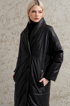 Пальто черное из плащёвой ткани демисезонное BURVIN 9357-61 - фото 2