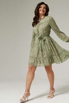 Платье из струящейся ткани с воланом и кокеткой Панда 154584w зеленый - фото 1