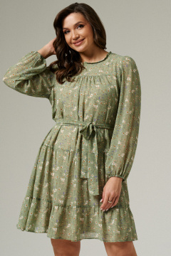 Платье из струящейся ткани с воланом и кокеткой Панда 154584w зеленый - фото 3