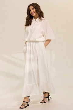 Юбка макси с воланом и блузой на резинке из текстиля Mislana 1103 - фото 2