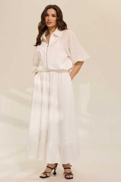 Юбка макси с воланом и блузой на резинке из текстиля Mislana 1103 - фото 1