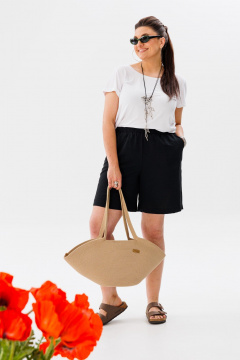 Черные шелковые шорты с высокой посадкой и мягкой посадкой Anelli 1404 черный - фото 2