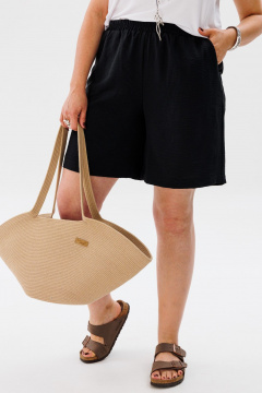 Черные шелковые шорты с высокой посадкой и мягкой посадкой Anelli 1404 черный - фото 1