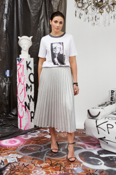 Серая юбка нарядная из текстиля для демисезона BURVIN 9438-21 - фото 1