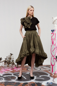 Зеленая юбка нарядная из текстиля для демисезона BURVIN 9439-21 - фото 1