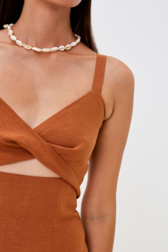 Льняное платье с перекрутом и шлицей на задней части C. of PAPAYA NEW 1678 - фото 4