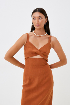 Льняное платье с перекрутом и шлицей на задней части C. of PAPAYA NEW 1678 - фото 2