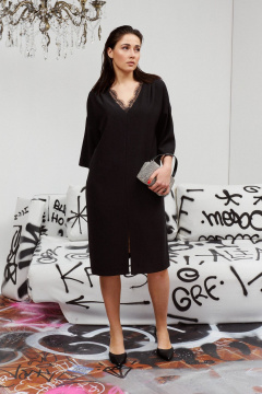 Черное платье нарядное кружевное из текстиля BURVIN 9442-81 - фото 1