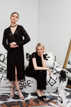 Черное платье из пайеток и трикотажа для наряда BURVIN 9443-81 - фото 3