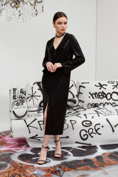 Черное платье из пайеток и трикотажа для наряда BURVIN 9443-81 - фото 1