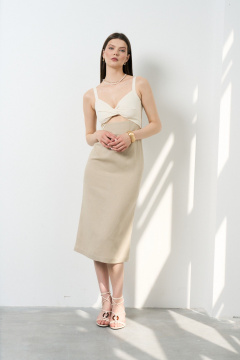 Льняное платье с перекрутом и юбкой-карандаш C. of PAPAYA NEW 1678а - фото 2