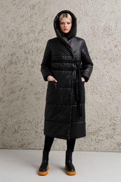 Черное пальто повседневное из плащевой ткани BURVIN 9446-61 - фото 2