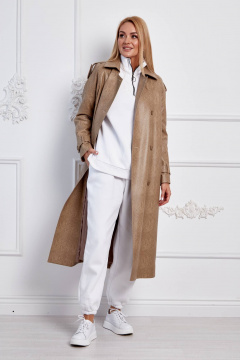 Классический женский плащ из экопремени с поясом и воротником на стойке Azzara 3122 - фото 3