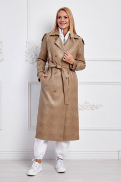 Классический женский плащ из экопремени с поясом и воротником на стойке Azzara 3122 - фото 1