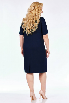 Платье льняное летнее с вышивкой и полуприлегающим силуэтом Линия Л Б-2009 темно-синий - фото 2