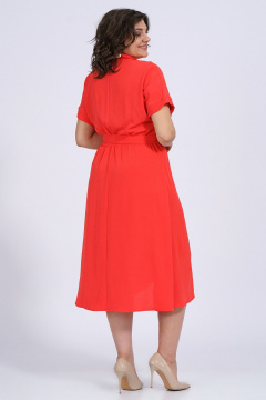 Платье нарядное из текстиля с приталенным силуэтом Пинск-Стиль 150 коралл - фото 5