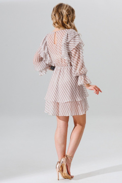 Легкое платье из шифона с воланами и резинкой Faufilure C1653 бежевый - фото 4