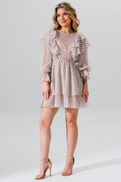 Легкое платье из шифона с воланами и резинкой Faufilure C1653 бежевый - фото 1