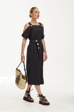 Льняной сарафан с вискозой для летних прогулок Твой имидж 1841 черный - фото 5