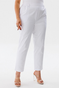 Летние белые брюки из хлопка с резинкой и карманами Anelli 518 белый - фото 1