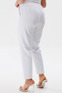 Летние белые брюки из хлопка с резинкой и карманами Anelli 518 белый - фото 4