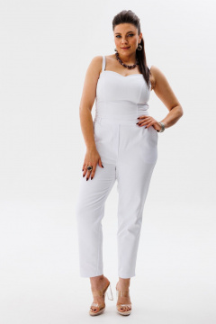 Летние белые брюки из хлопка с резинкой и карманами Anelli 518 белый - фото 3