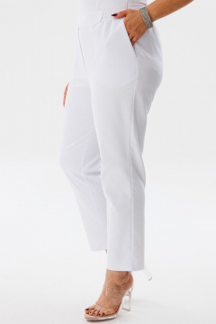 Летние белые брюки из хлопка с резинкой и карманами Anelli 518 белый - фото 2