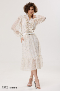 Платье из шифона с V-образным вырезом и воланами NiV NiV fashion 1512 - фото 2