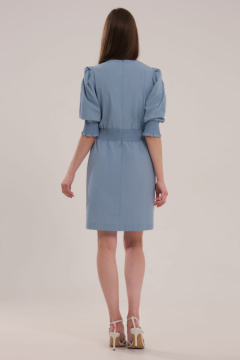 Платье летнее полуприлегающее с рукавами-фонариками Панда 45887z голубой - фото 3