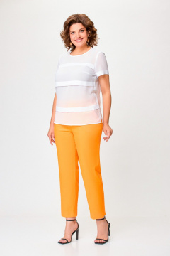 Летние женские брюки-цельный с эластаном зауженные Swallow 746 оранжевый - фото 4