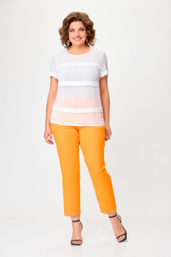 Летние женские брюки-цельный с эластаном зауженные Swallow 746 оранжевый - фото 1