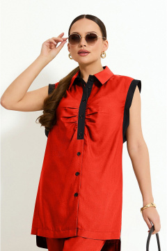 Летний комплект из блузы без рукавов и брюк Lissana 4925 коралл - фото 2