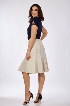 Летняя юбка на подкладке и с отделкой из лент и колец Klever 276 бежевый - фото 5