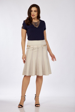 Летняя юбка на подкладке и с отделкой из лент и колец Klever 276 бежевый - фото 4