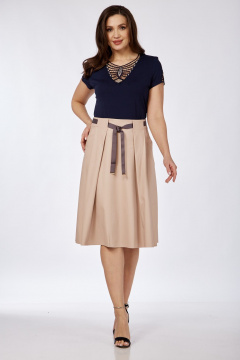 Демисезонная юбка из экокожи с складками и карманами Klever 225 пыльный_розовый - фото 5