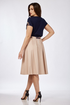 Демисезонная юбка из экокожи с складками и карманами Klever 225 пыльный_розовый - фото 4