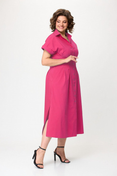 Летнее платье из хлопка с складками и карманами Bonna Image 903 малиновый - фото 4