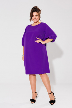 Демисезонное платье с рукавом 3/4 и защипами Anelli 1434.1 фиолет - фото 1