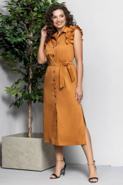 Летнее миди платье рубашка с карманами и поясом Gold Style 2622 - фото 1