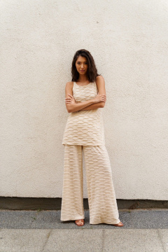 Круглогодичный бежевый джемпер из текстиля ANNETE A941 - фото 2