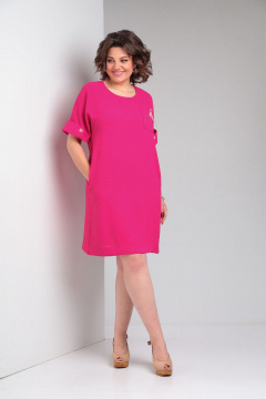 Платье прямого силуэта с накладным карманом и разрезами VIA-Mod 635 фуксия - фото 1