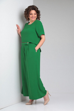 Комплект из блузы и брюк из вискозы в стиле кэжуал VIA-Mod 636 зеленый - фото 4