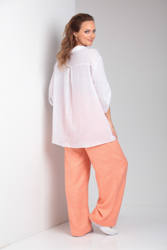 Комплект рубашка и брюки с поясом на резинке TVIN 7777 белый - фото 5