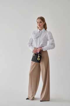 Белая элегантная блуза из хлопка с романтичной оборкой Мастер Мод 830хс белый - фото 1