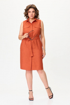 Летнее платье из льна с пуговицами и съемным поясом VIPPRIMO 109 терракот - фото 5