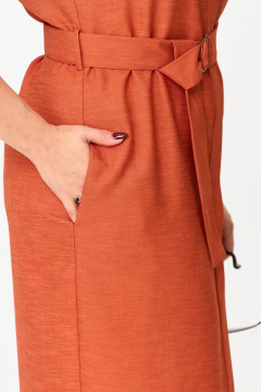 Летнее платье из льна с пуговицами и съемным поясом VIPPRIMO 109 терракот - фото 3