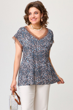 Летняя женская блуза полуприлегающего силуэта с кружевом Fita 20481 мультиколор - фото 2