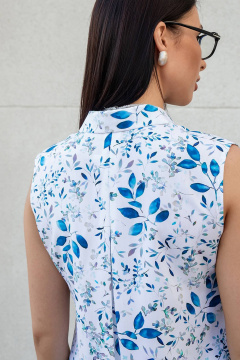 Летняя белая блуза из вискозы с воротником-рубашкой LADO 8172-9 - фото 2